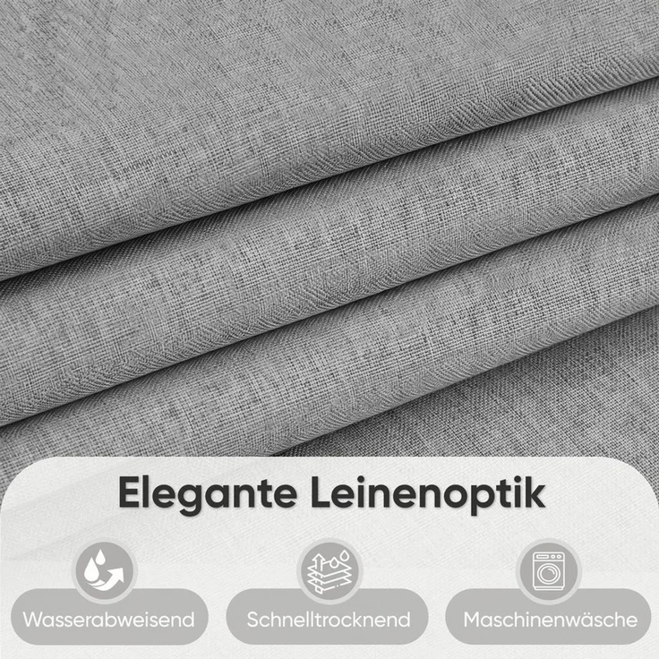 Sekey Duschvorhang Textil Duschvorhang Wannenvorhang Waschbar wasserabweisend mit Ringe Breite 180 cm (Packung, inkl. 12 Ringe), Badewannenvorh, 100% Polyester, Leinenoptik 180x200cm Frostgrau – Bild 3