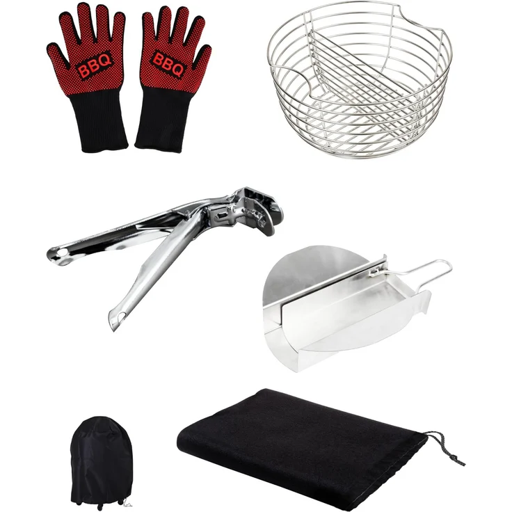Cecotec Grillbesteck-Set aus Edelstahl DragonPack 6000 L. Zange mit großem Griff, Schutzhülle, Ascheauffänger und Kohlekorb für optimales Garen.