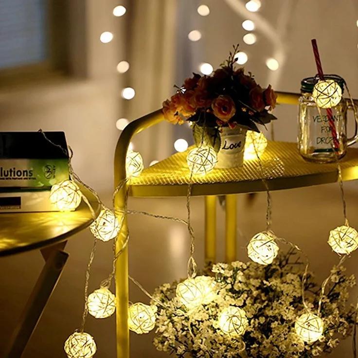 ABC LED-Lichterkette mit Rattankugeln, 3 m, 20 LED – Bild 3