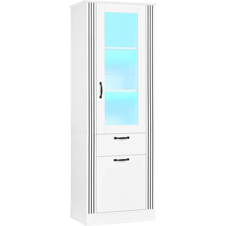 Vitrinenschrank 62 x 41 x 180 cm in Weiß mit Spiegeltür und App-gesteuerter LED-Beleuchtung – Bild 6