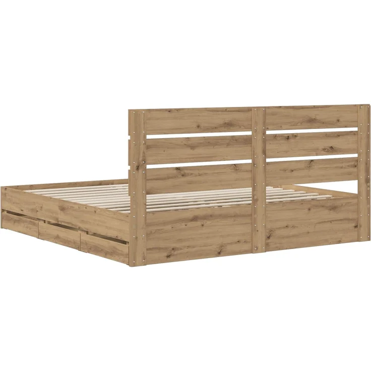 vidaXL Bed Frame with Storage and Headboard Artisan Oak 180 x 200 cm 3445834 – Bild 6