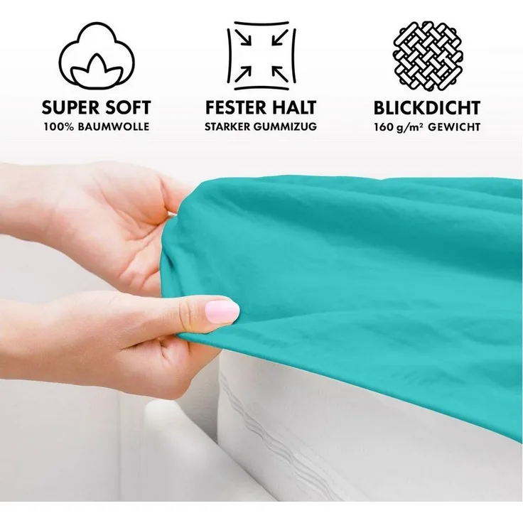 Jacobson Spannbettlaken BOXSPRING & ÜBERLÄNGE aus 100% Baumwolle, für hohe & lange Matratzen, Jersey Bettlaken 160 g/m², OEKO-TEX®
