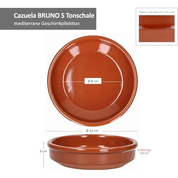 MamboCat Tapas-Schale 12er Set Cazuela Ton-Schale Bruno Ø 12cm Größe S Mittelalter, Ton – Bild 6