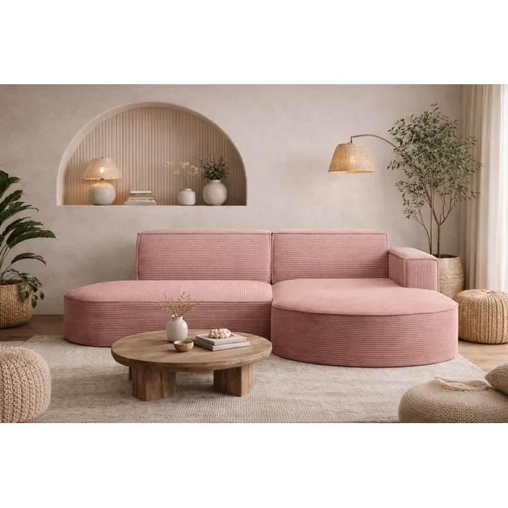 Kaiser Möbel Ecksofa Designer MODENA STUDIO L stoff Cord, Ecksofa, Cord Sofa, L-Form, Links/Rechts wählbar