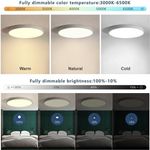JDONG Deckenleuchte kompatibel mit Alexa Google Home Wifi, Ultra Dünn Ø50x4CM Flach Runde Deckenlamp, Dimmbar mit Fernbedienung 3000K-6500K, für Flur Wohnzimmer Schlafzimmer Büro Balkon