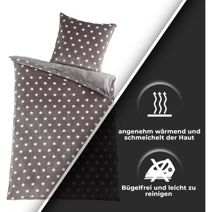 Malika Wendebettwäsche 135x200 + 80x80 cm Cashmere Touch Sterne Bettwäsche, atmungsaktiv, Mikrofaser, 2 teilig, Für Allergiker geeignet, pflegeleicht, angenehm weicher Stoff – Bild 3