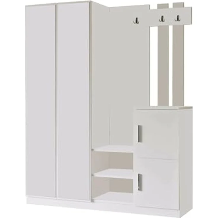 Dmora Garderobenschrank Cetus 147.2 x 37.5 x 179.7 cm Weiß 16-24 Paar – Bild 3