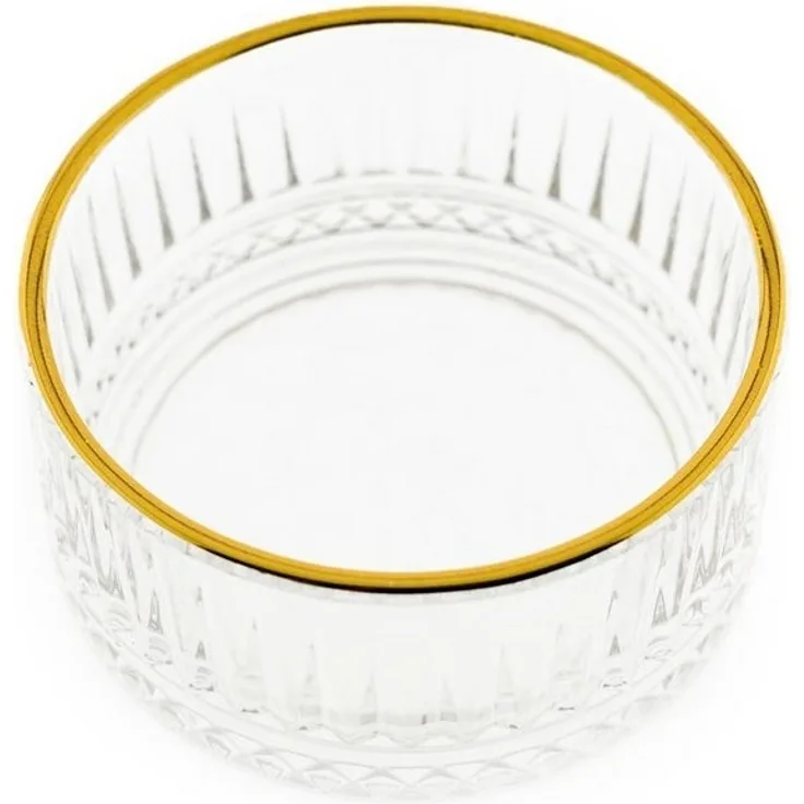 Almina Elisa 6 Tlg. Glasschalen-Set mit Riffle Design Goldumrandung 300 ml
