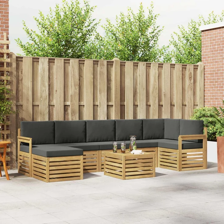 vidaXL Outdoor-Sofagarnitur 8 stk. 8-Sitzer Weiß und Anthrazit 3392222 – Bild 1