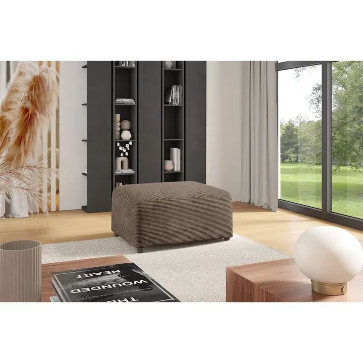 Polsterhocker Designerhocker Hocker MEGAN in Stoff Poso Cappuccino