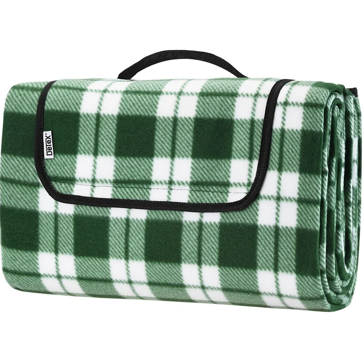 DETEX® Picknickdecke, 200x200 cm, Karo/Grün, wasserdicht, isoliert, faltbar – Bild 1