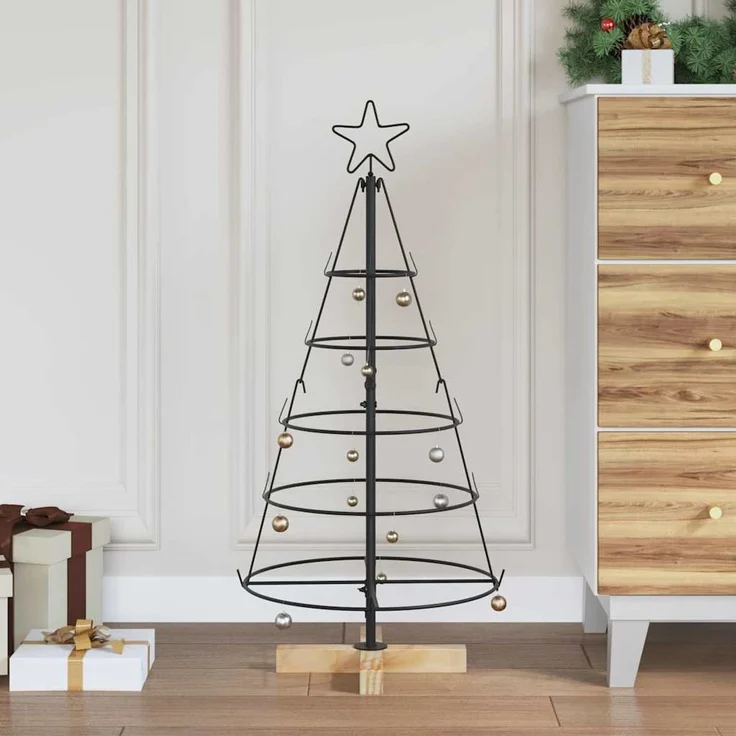 vidaXL Metall-Weihnachtsbaum mit Ständer KUOPIO 90 cm Stahl Schwarz 42019158 – Bild 1