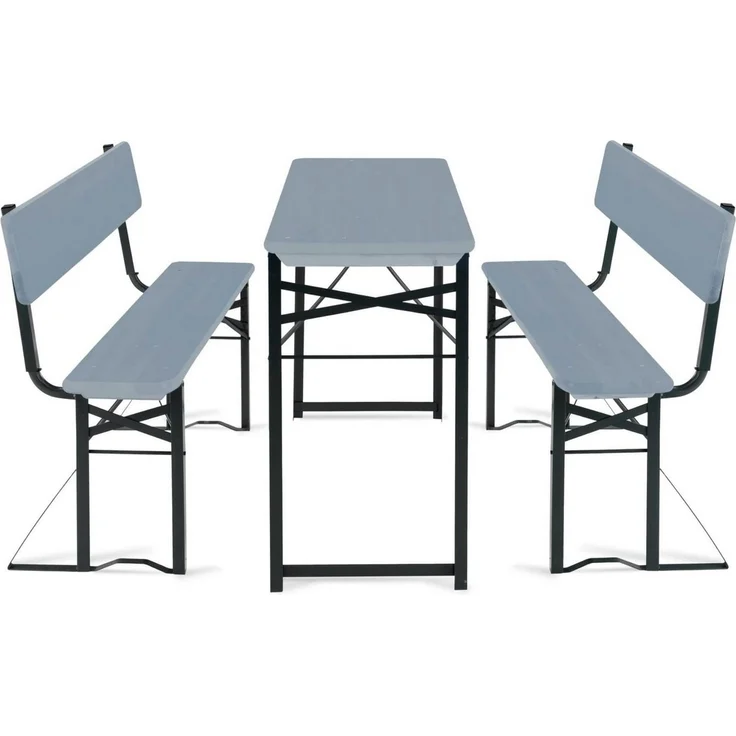 Stagecaptain 'Hirschgarten' Bierzeltgarnitur mit Lehne, Holz, 119 x 44,5 x 75,5 cm, 2x Bank, 1x Tisch, Grau – Bild 2