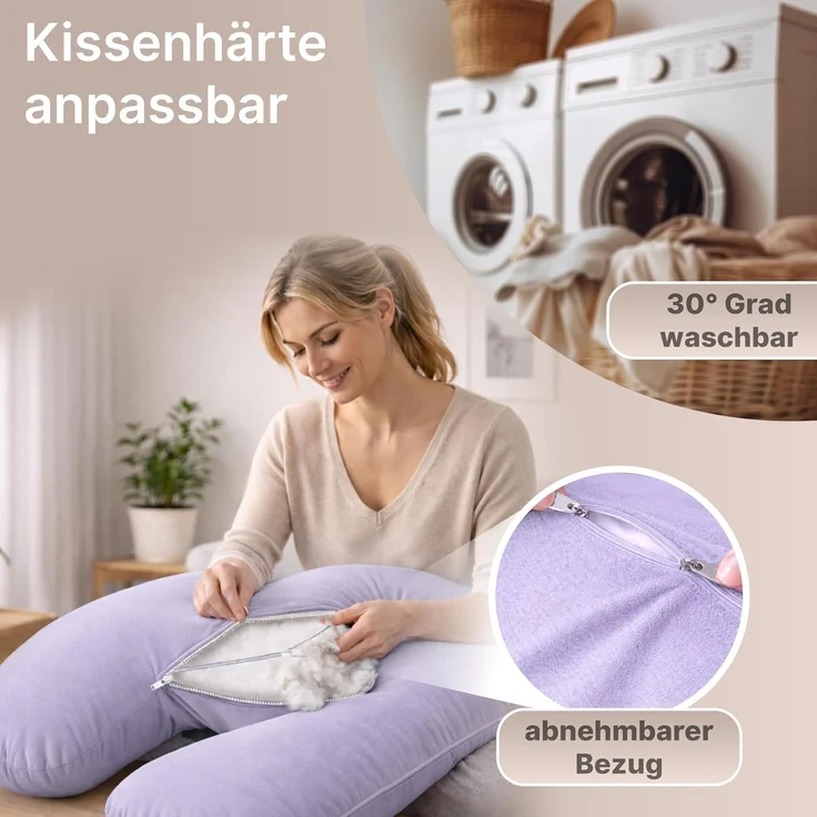 ELONEO Seitenschläferkissen XXL - Multifunktionskissen mit Bezug, formstabil, druckentlastend, bequem – Bild 5