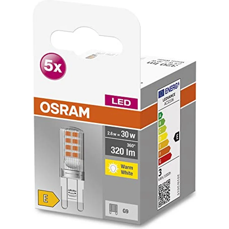 Osram Star PIN LED-Lampe für G9-Sockel, klares Glas,Warmweiß (2700K), 320 Lumen, Ersatz für herkömmliche 30W-Leuchtmittel, nicht dimmbar, 5-er Pack – Bild 3