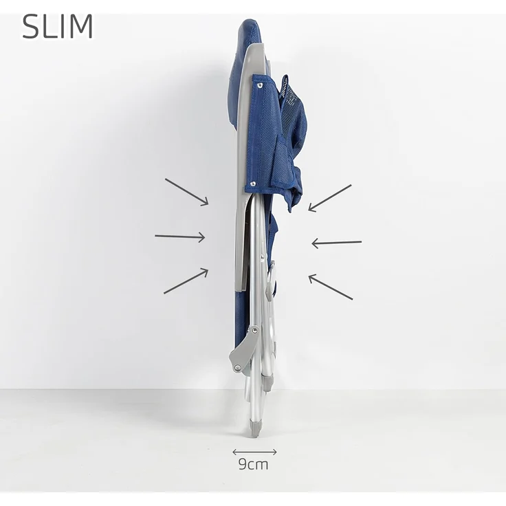 AKTIVE Slim Extraflacher Klapp-Strandstuhl, Sehr kompakt, Multiposition, Mit Kissen und Tasche, Mit Griff für einfachen Transport, 6 Positionen, Maße 47x58x87 cm, Aluminium, Anti-Roll (62289) – Bild 4