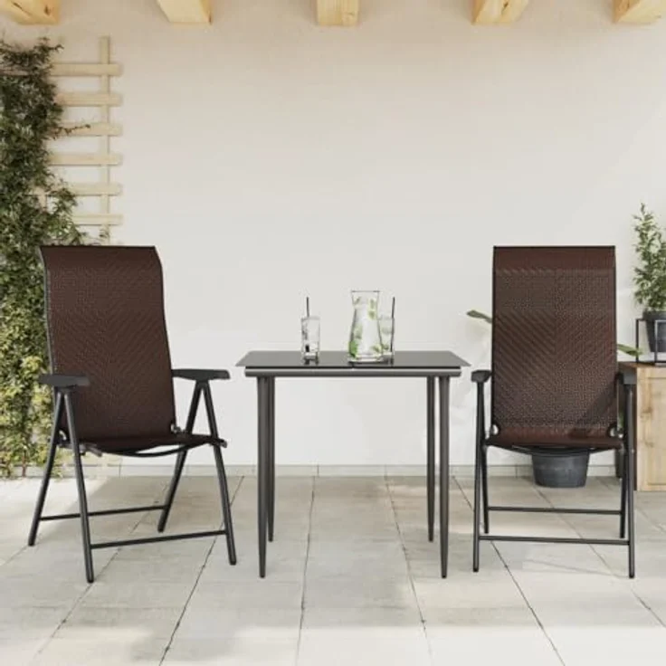 vidaXL Gartenstühle 2 Stk. Klappbar Braun Poly Rattan 4007138 – Bild 3