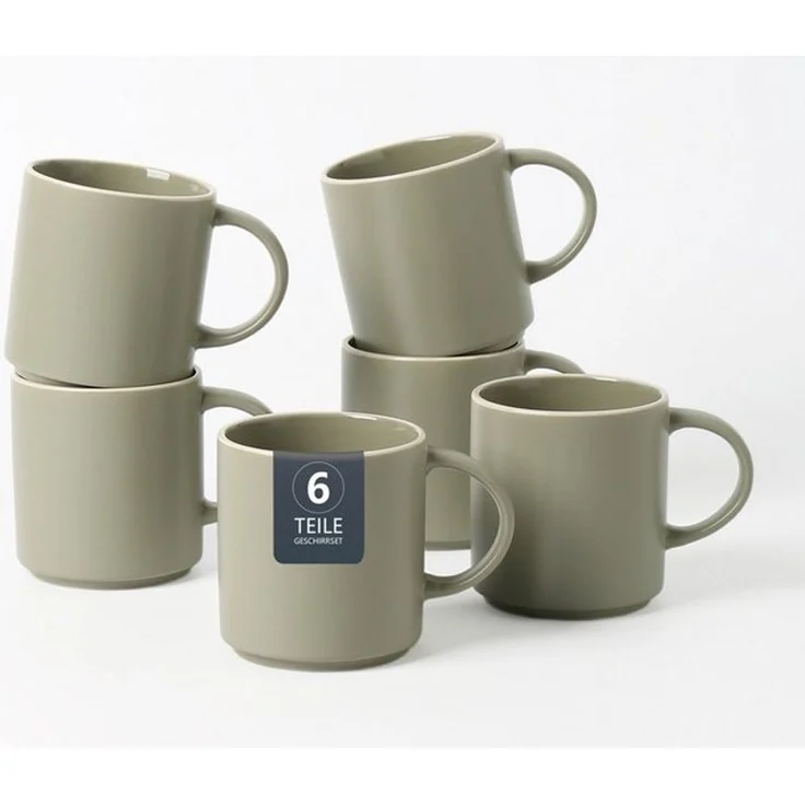 OTTO home Becher Kaffeebecher Ylvii, 6er Set, 6-tlg, Steinzeug, spülmaschinenfest und mikrowellengeeignet, 350 ml – Bild 4