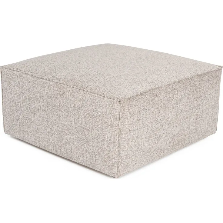 Atelier Del Sofa Stylish Mocha Pouffe with 100% Linen Fabric, Hornbeam Frame, 32 DNS Foam, 85 x 85 x 40 cm | Includes Pillow, Perfect for Modern Living Spaces