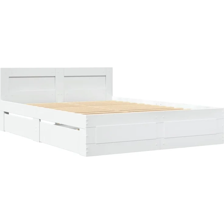 vidaXL Bettgestell mit Kopfteil ohne Matratze Weiß 120x200 cm 3295569 – Bild 2