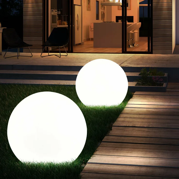 2er Set LED Solarkugel Steckleuchten, H 62 cm