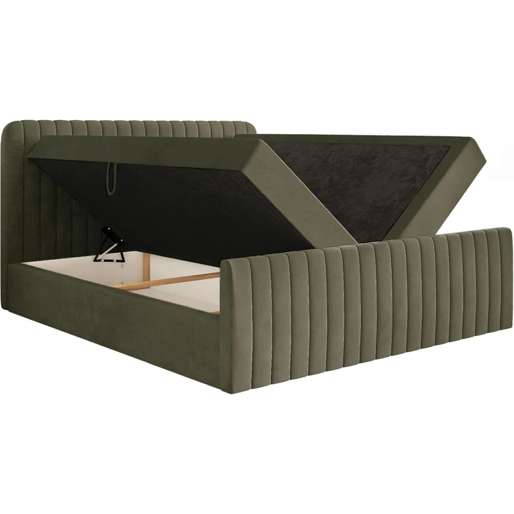 Selsey 'Saliano' Boxspringbett mit Bettkasten, Topper und Samtbezug, Olivgrün, 200x200 cm – Bild 4