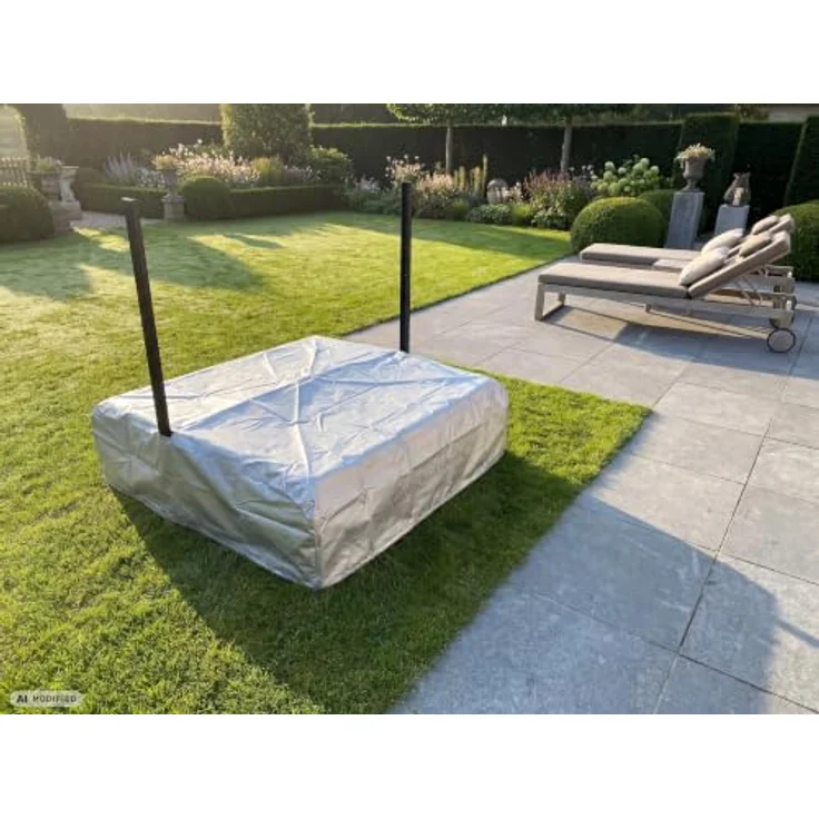 WONDERMAKE Sandkasten mit Abdeckung und Dach, 2x Matschküche, quadratisch aus lasiertem Fichte-Holz, schwarz-weiß, 113x113 cm, verschließbar – Bild 5