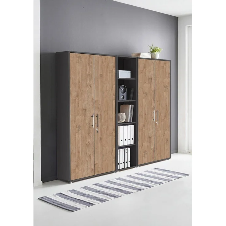 BMG Möbel Aktenschrank Büromöbel Office Edition 10 (Aktenschrank Regal Set, besteht aus 2x Aktenschrank und 1x Regal) mit viel Stauraum, abschließbar – Bild 2