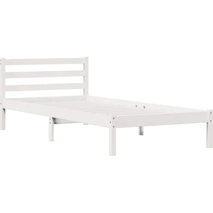 vidaXL Bettrahmen Weiß 215,5 x 105,5 x 69,5 cm Massivholz Kiefer 869765 – Bild 2