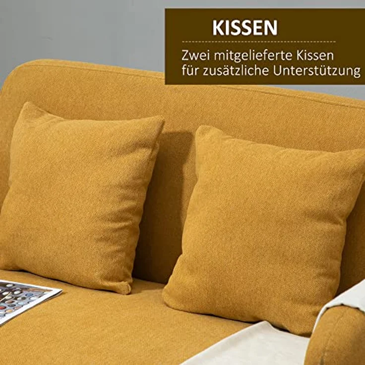 HOMCOM 2-Sitzer Doppelsofa mit Kissen und Anti-Rutsch Beinen – Bild 8