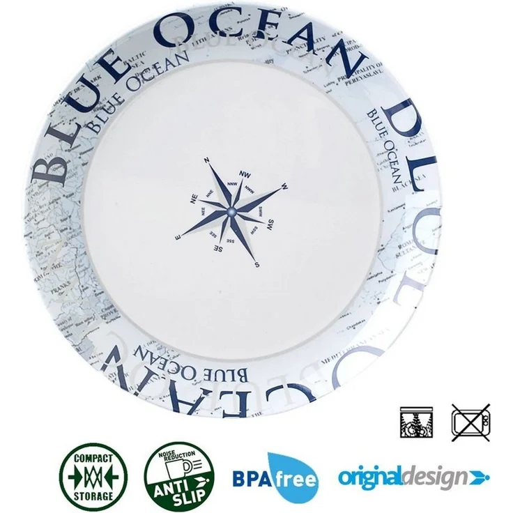 BRUNNER Geschirr-Set BRUNNER Melamin Campinggeschirr Set BLUE OCEAN (8, 12, 16, 36-Teile) (16-tlg) – Bild 2