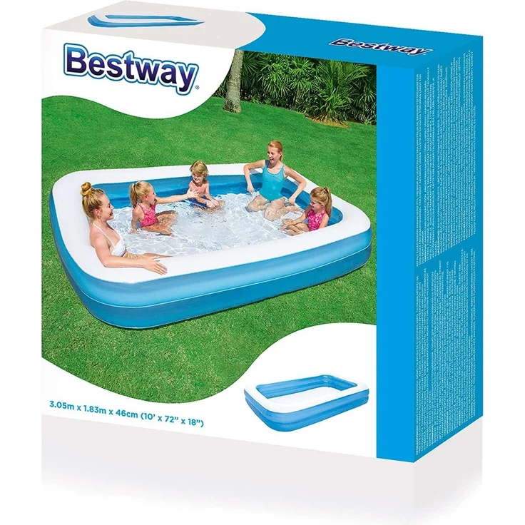 Bestway Pool aufblasbares Planschbecken 305x183x46cm Schwimmbecken + 2X Wasserkanonen 66cm – Bild 5
