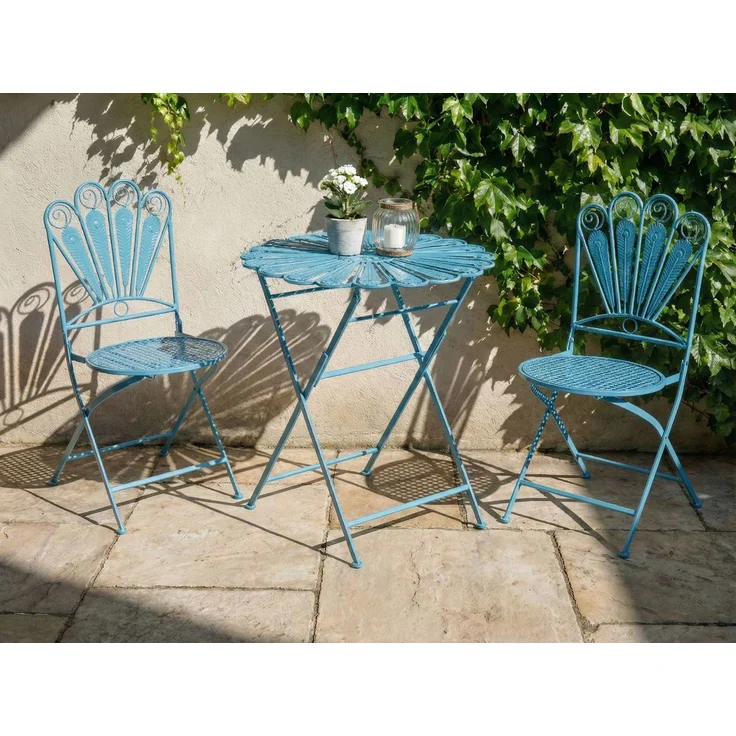 Beliani 'PAVIA' Bistro-Set, Metall Blau – Bild 3