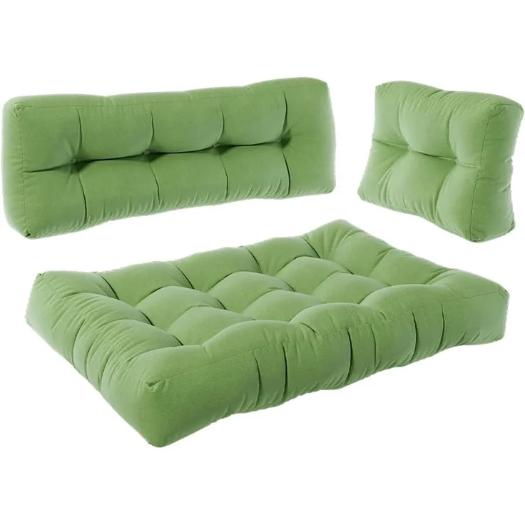 Palettenkissen Set Flocken Grün 120 x 80 cm 3 Teile Vicco – Bild 7