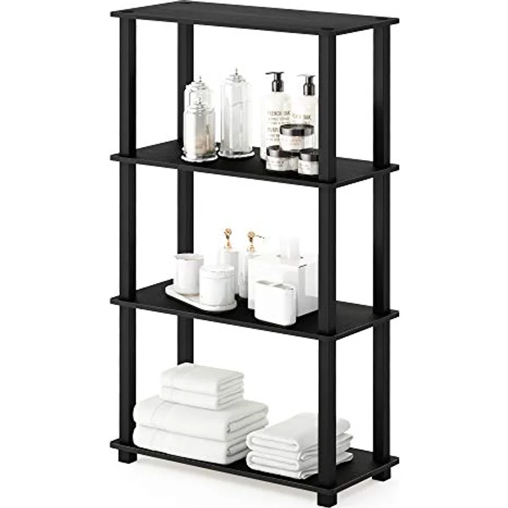 Furinno 4-stufiges Mehrzweck-Regalregal mit Vierkantrohr, holz, Americano/Schwarz, 29. 46x59. 94x109. 86 cm – Bild 2