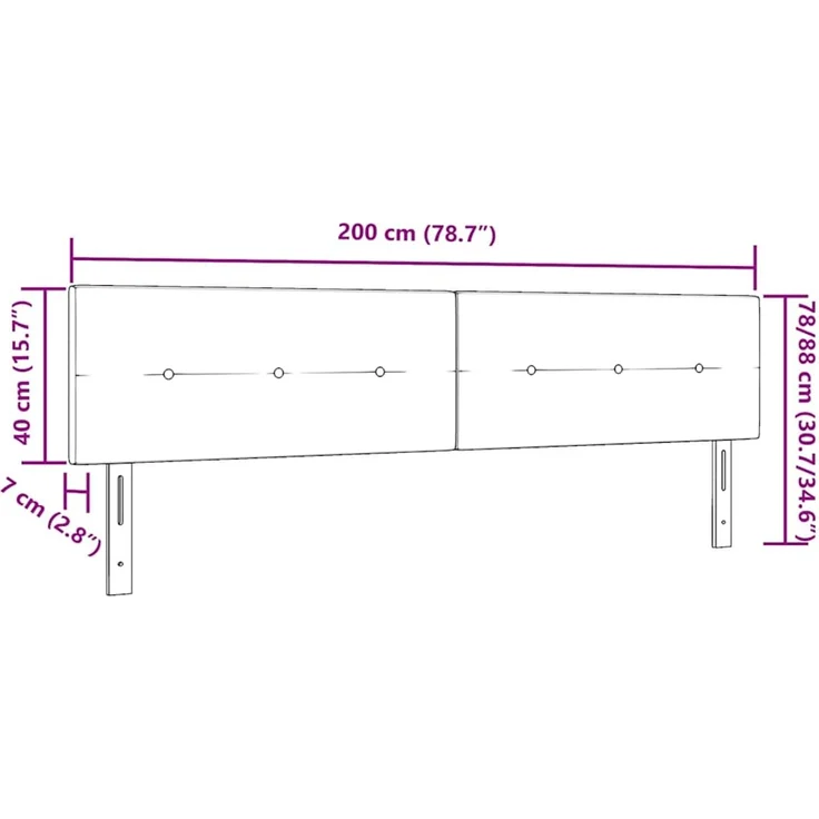 vidaXL Kopfteil Schwarz 200 cm Samt (Art-Nr 42007198) – Bild 8