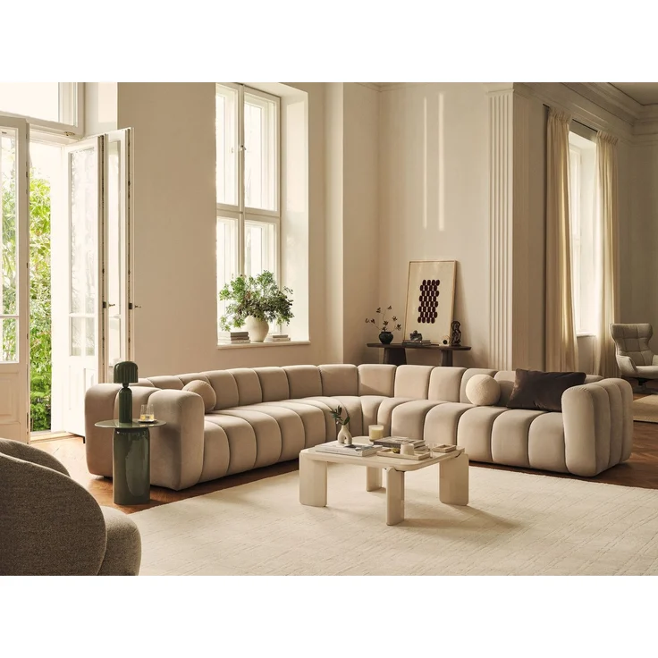 Micadoni Modulares Panorama Ecksofa Lupine 6-Sitzer Chenille Eden Grün Links – Bild 2