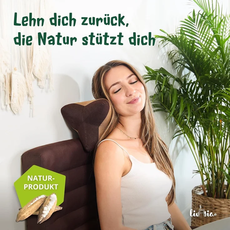 livasia Nackenstützkissen Knochenkissen, vegan und handgefertigt, Ø 15x32 cm, Kapok – Bild 2