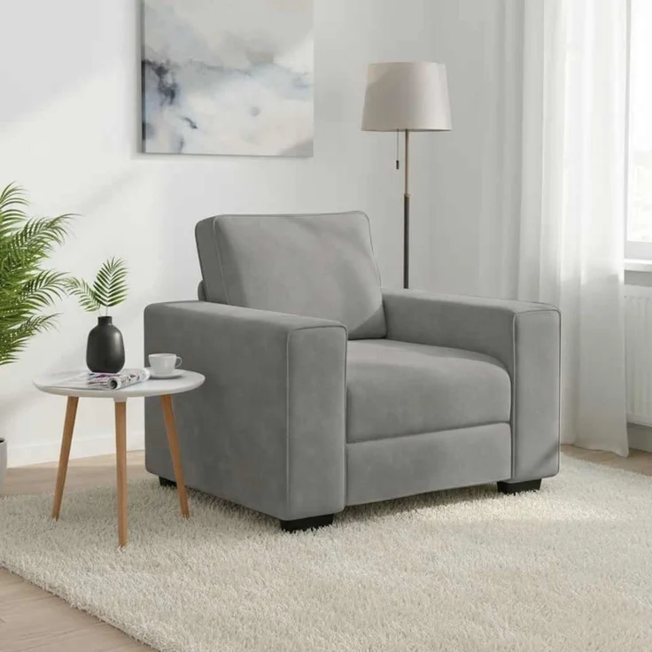 vidaXL Sessel Hellgrau 100x77x82 cm Samt 4105247 – Bild 1