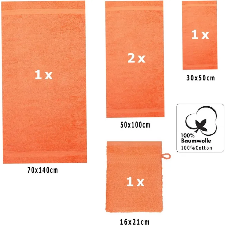 Betz Handtuch Set 5-TLG. Premium 1 Duschtuch 2 Handtücher 1 Gästetuch 1 Waschhandschuh, 100% Baumwolle
