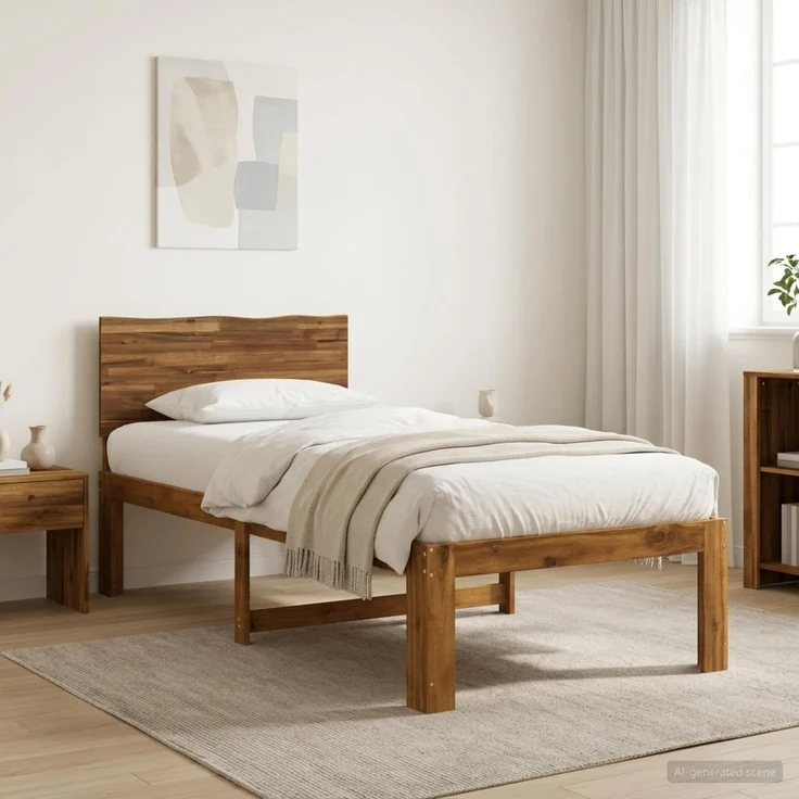 vidaXL Einzelbettgestell mit Kopfteil ROSTOCK Natur 75 x 190 cm 903396 – Bild 1
