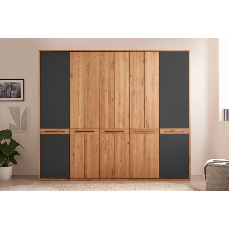 Kleiderschrank 5-trg. 256cm 'Ancona' Wildeiche teilmassiv geölt – Bild 4