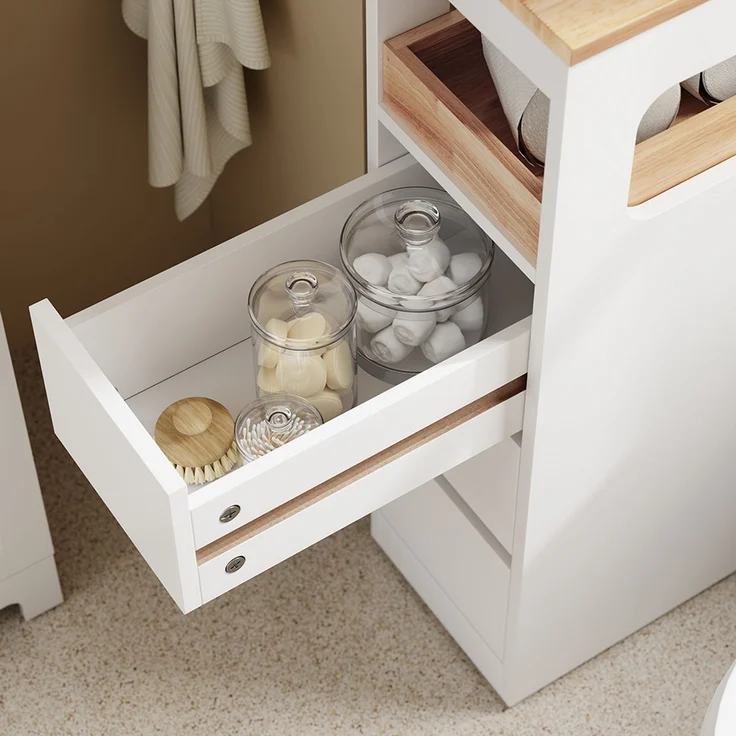SoBuy BZR54-II-W Badunterschrank, MDF, Lackiert, Weiß, 23 x 82 x 65 cm – Bild 8