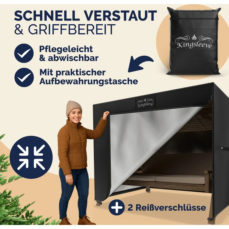 KINGSLEEVE® Abdeckung Hollywoodschaukel 175x125x160cm Wasserdicht Winterfest – Bild 8