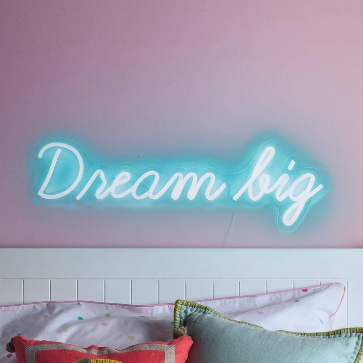 Lights4fun LED Wandleuchte LED Neon Leuchtschriftzug Dream Big – Bild 4
