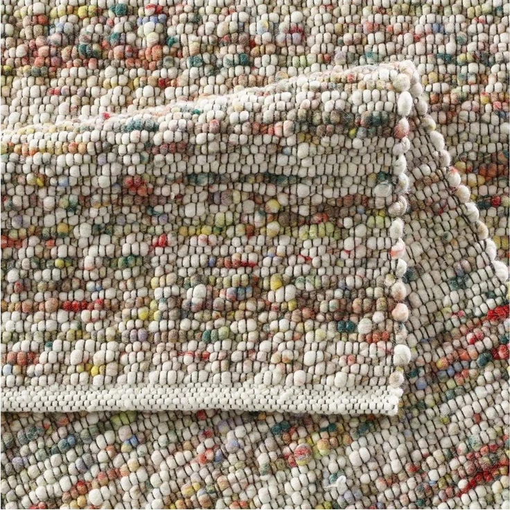 TaraCarpet Wollteppich TaraCarpet Neuberg handgewebter Schurwollteppich aus gewalkter Wolle, rechteckig, Höhe: 15 mm, Handgewebt Teppich multi Wohnzimmer Schlafzimmer 090x160 cm – Bild 3