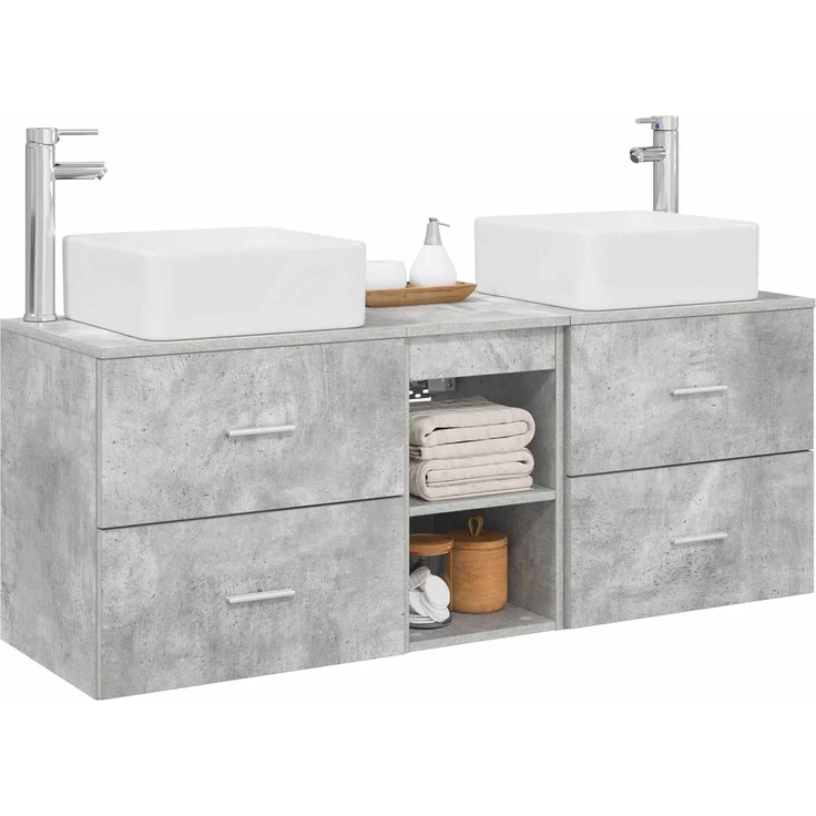 vidaXL Badezimmerschrank-Set 3 stk. Betongrau 129 x 41 x 80 cm 3405822 – Bild 3