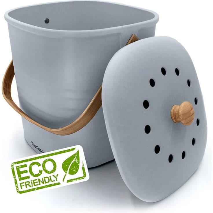 YourCasa Biomülleimer YourCasa® Biomülleimer Küche Klein 4L nachhaltig mit Akivkohlefilter, Fassungsvermögen 4 Liter, Nachhaltige Materialien – Bild 8