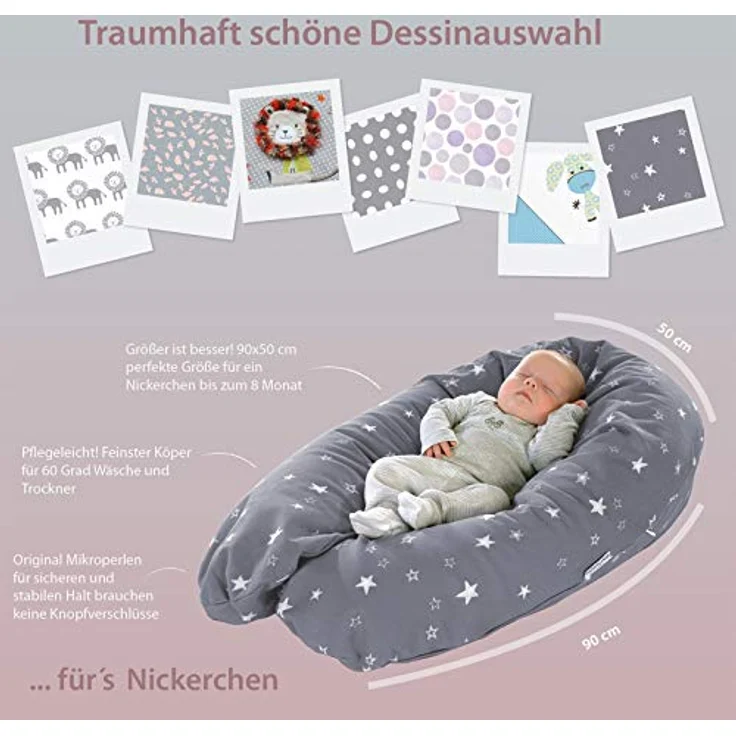 Theraline Stillkissen 190cm inkl. Bezug Indie Dots petrol Mikroperlenfüllung – Bild 6