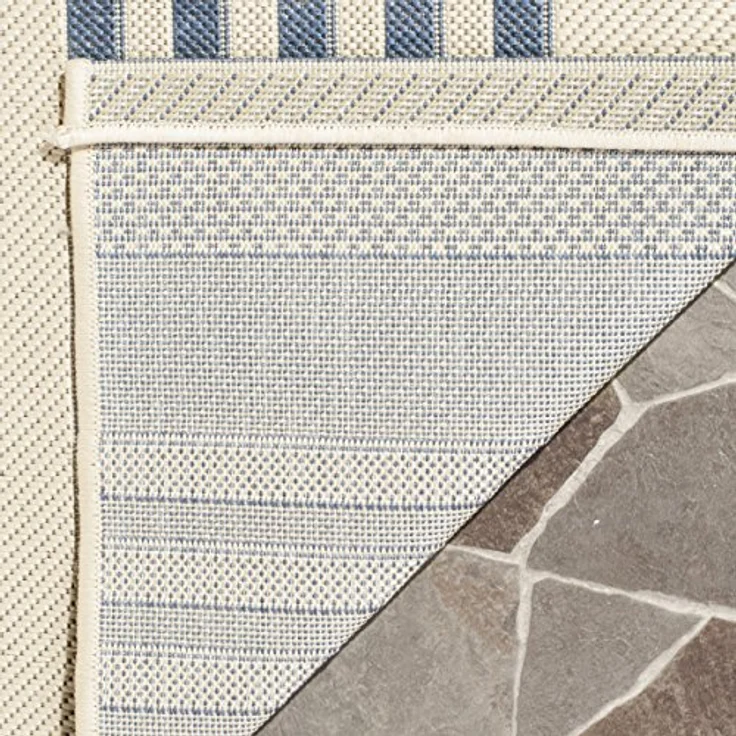 SAFAVIEH Geometrisch Teppich für Wohnzimmer, Esszimmer, Schlafzimmer - Courtyard Collection, Kurzer Flor, Beige und Blau, 160 X 231 cm – Bild 5